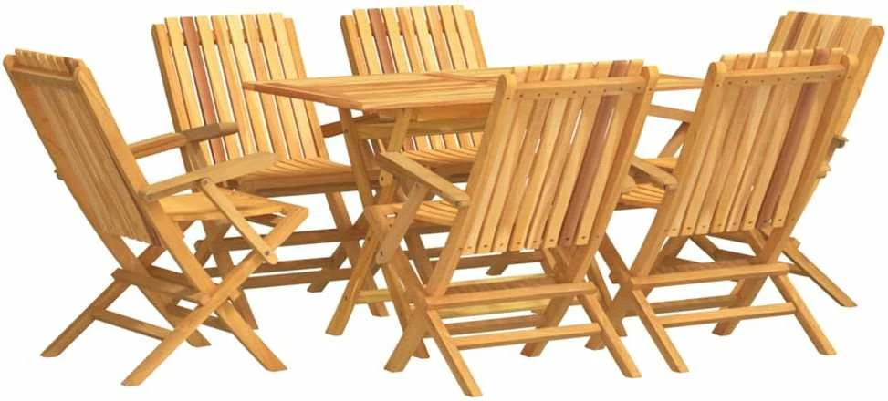 Lauko baldų komplektas Sodo valgomojo baldų komplektas, 7 dalių, tikmedžio masyvas