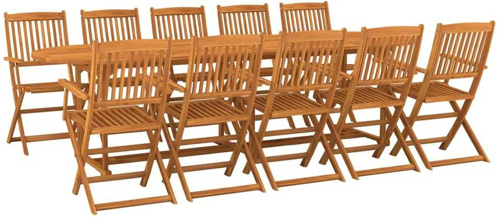 Lauko baldų komplektas Sodo valgomojo komplektas, 11 dalių, 280x90x75 cm, akacija