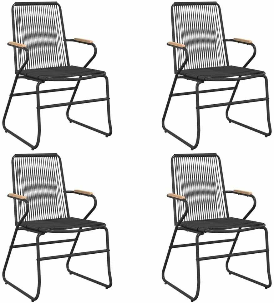 Lauko baldų komplektas Sodo valgomojo komplektas, 5 dalių, juodas, PVC ratanas