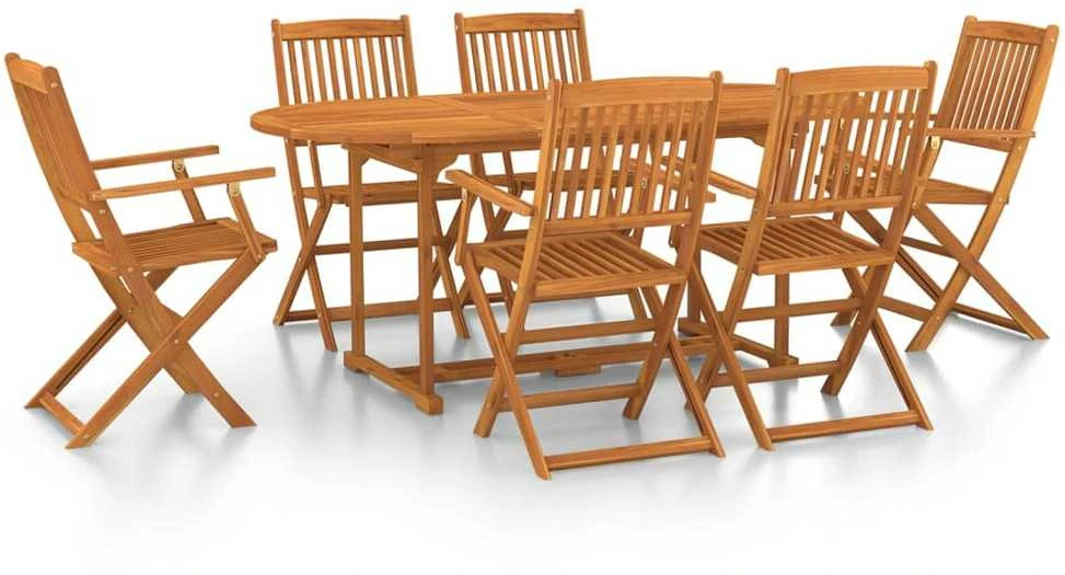 Lauko baldų komplektas Sodo valgomojo komplektas, 7 dalių, 180x90x75 cm, akacija
