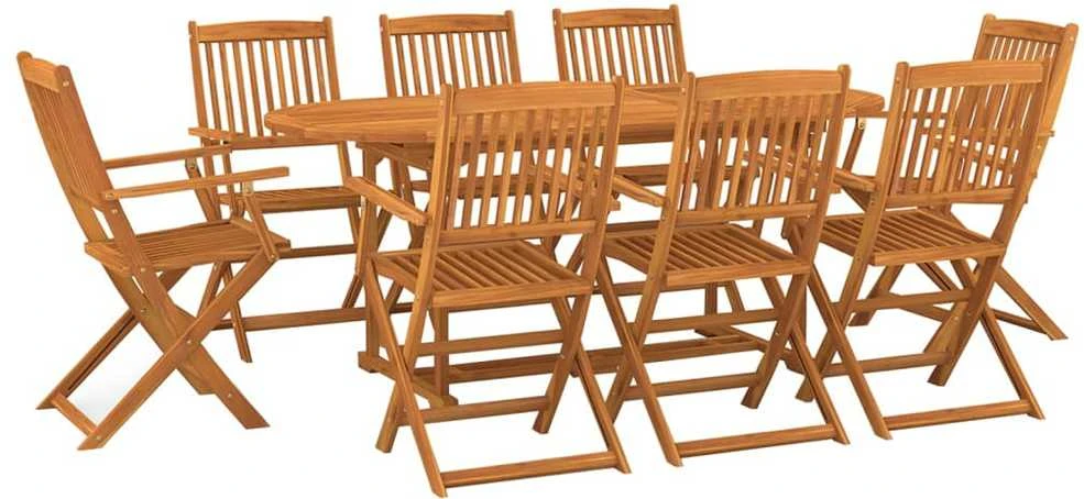 Lauko baldų komplektas Sodo valgomojo komplektas, 9 dalių, 180x90x75 cm, akacija