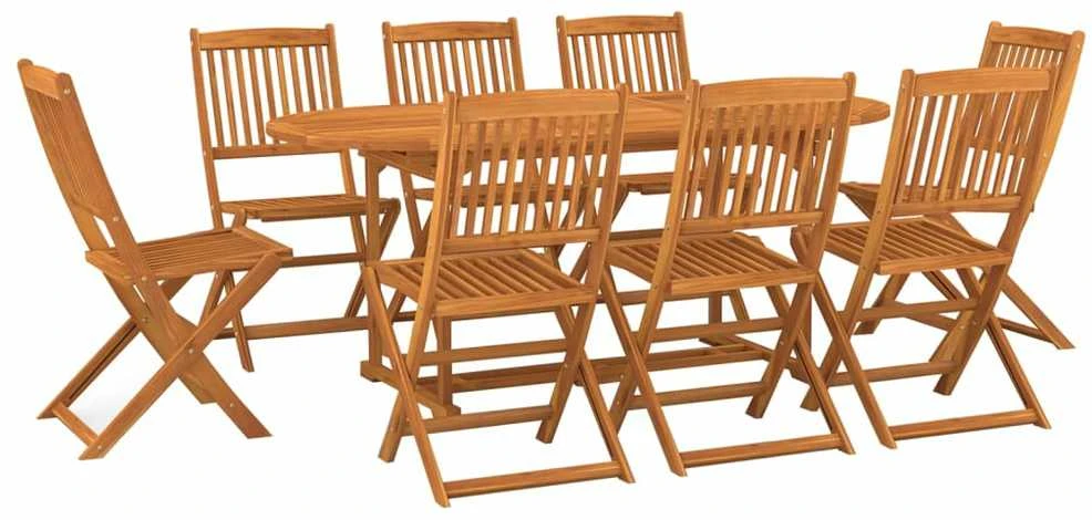 Lauko baldų komplektas Sodo valgomojo komplektas, 9 dalių, 180x90x75 cm, akacija