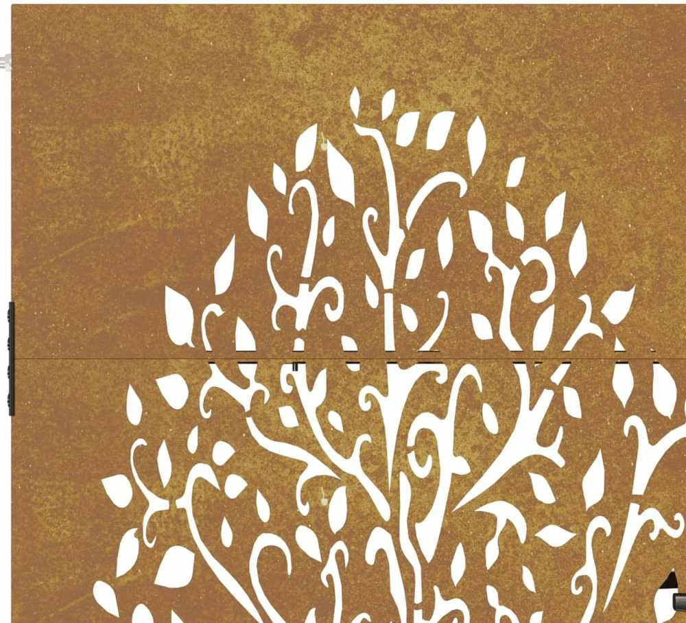 Sodo vartai, 105x130cm, corten plienas, medžio dizaino