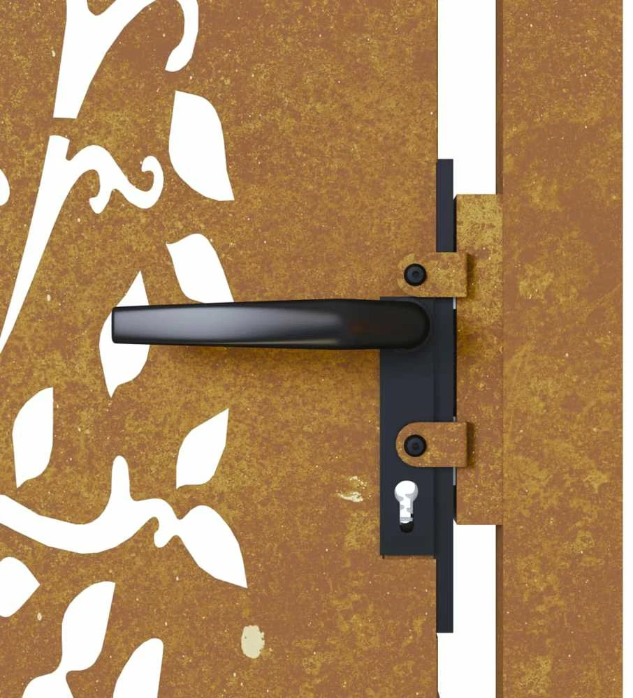 Sodo vartai, 105x130cm, corten plienas, medžio dizaino
