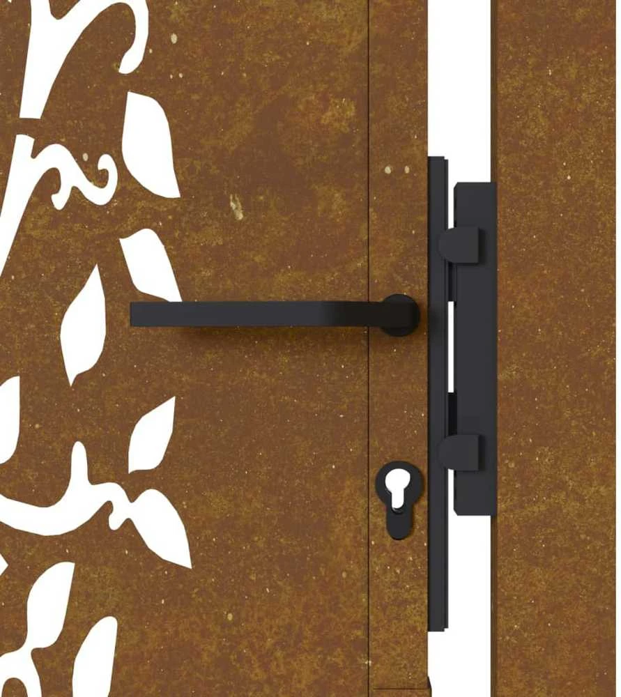 Sodo vartai, 105x205cm, corten plienas, medžio dizaino