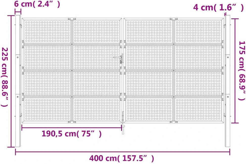 Sodo vartai, antracito spalvos, 400x175cm, plienas