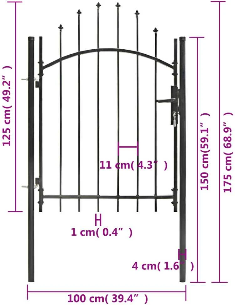 Sodo vartai, juodi, 1x1,75m, plienas