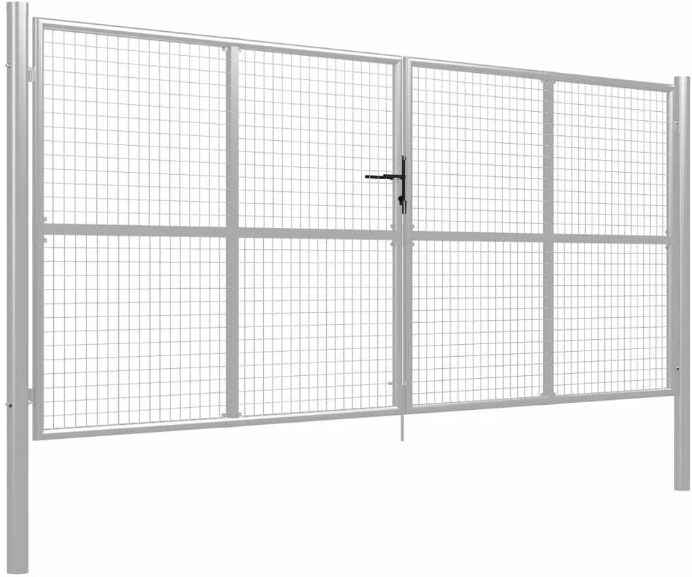 Sodo vartai, sidabrinės sp., 415x200cm, galvanizuotas plienas