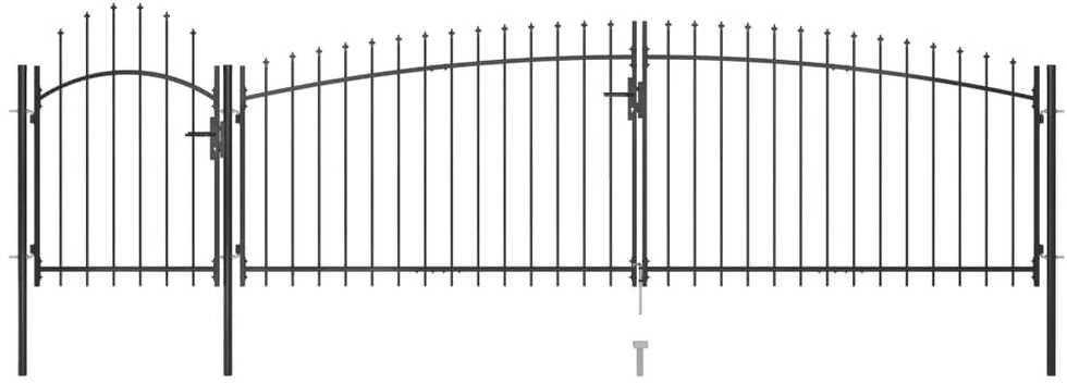 Sodo vartai su iečių viršugaliais, juodos spalvos, 5x1,75m