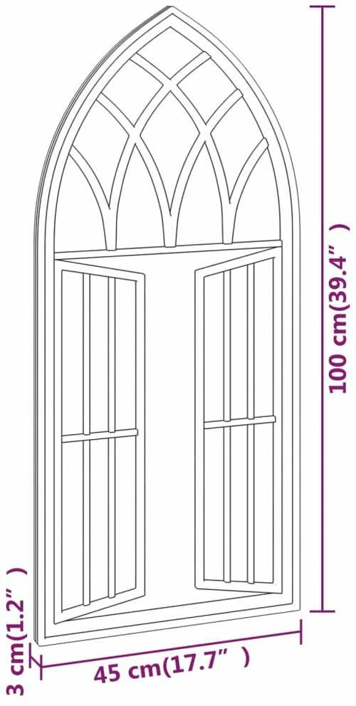 Sodo veidrodis, smėlio spalvos, 100x45cm, geležis