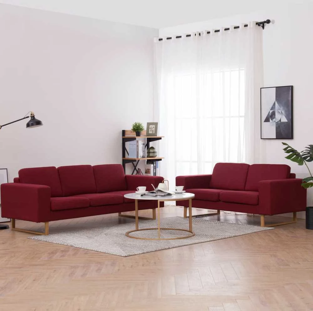 Sofa Sofų komplektas, 2d., vyno raud. sp., audinys