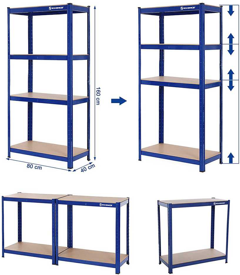Songmics 2 rūsio lentynų rinkinys 160 cm aukščio