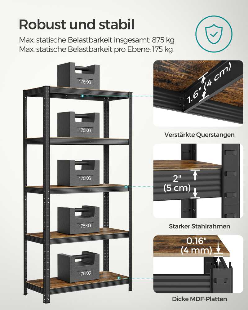 Songmics 2 stovinčių lentynų komplektas 180 cm aukščio