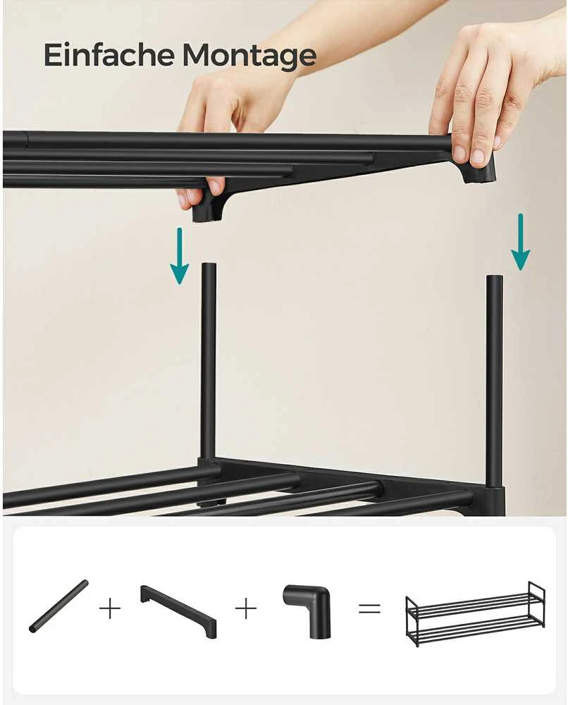 Songmics 3 lygių metalinė batų lentyna 30 x 116 x 55 cm, sukraunama viena ant kitos