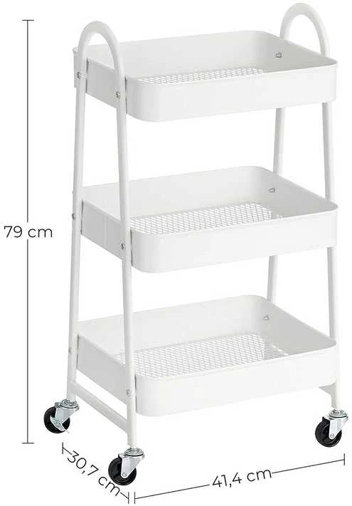 Songmics Baltas metalinis vežimėlis