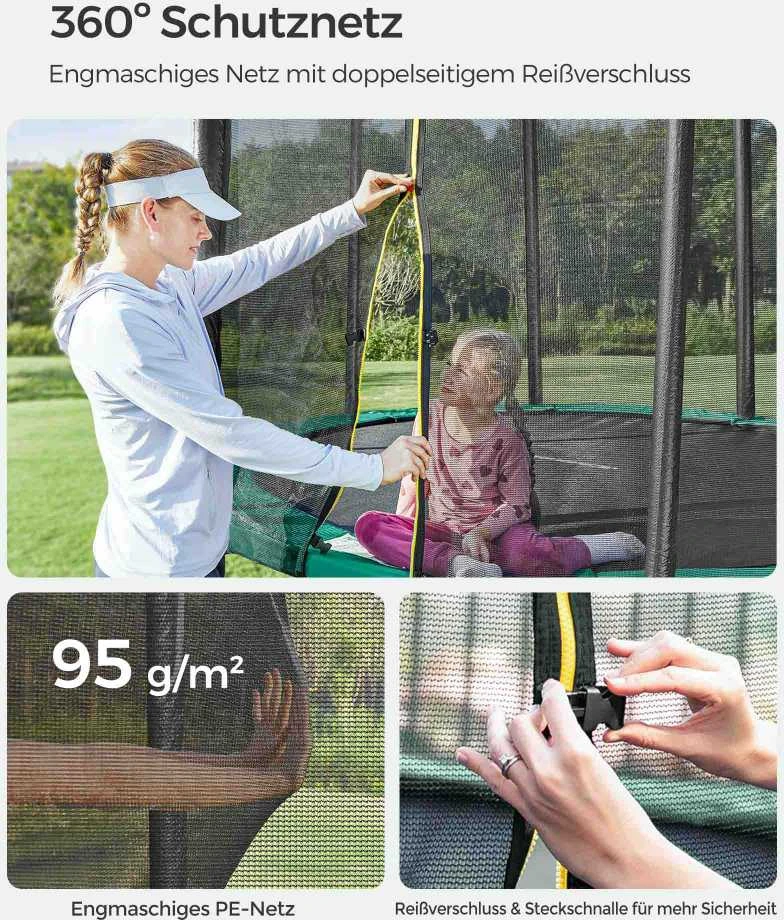 Songmics Trampolin Ø 366 cm juodas-grün