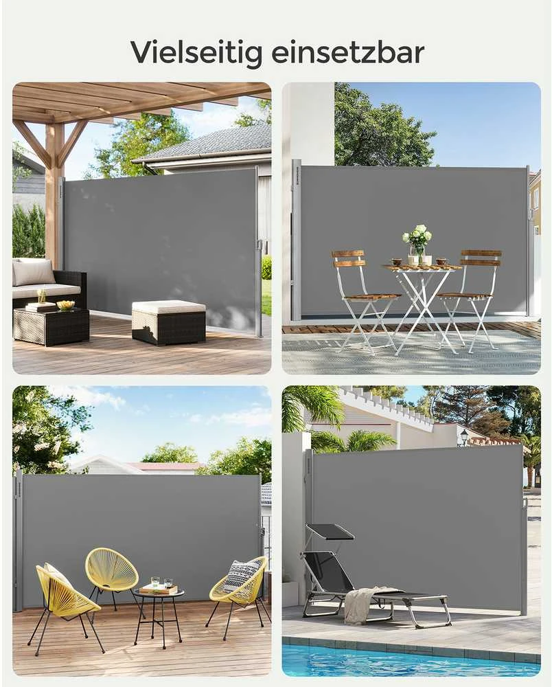 Songmics Išskleidžiama 160 x 400 cm šoninė markizė balkonui
