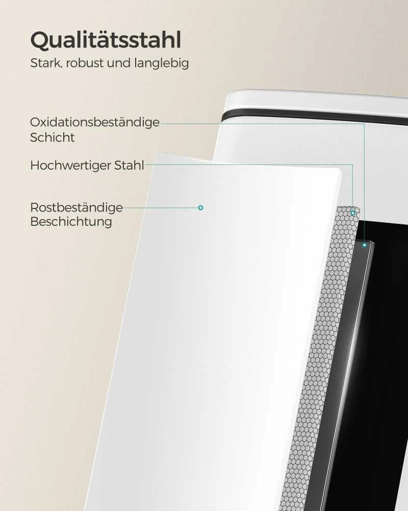 Songmics Kosmetikos dėžutė su pedalu "Softclose" plieninė balta