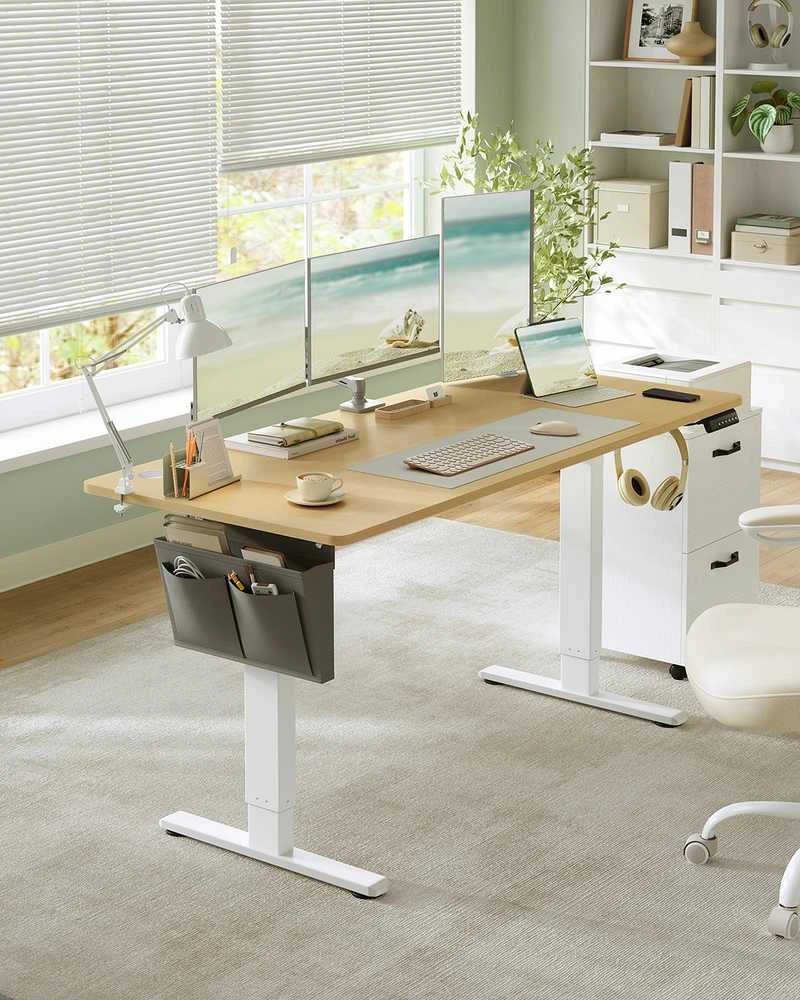 Songmics Reguliuojamo aukščio elektrinis stalas 160 x 70 cm auksinio ąžuolo spalvos