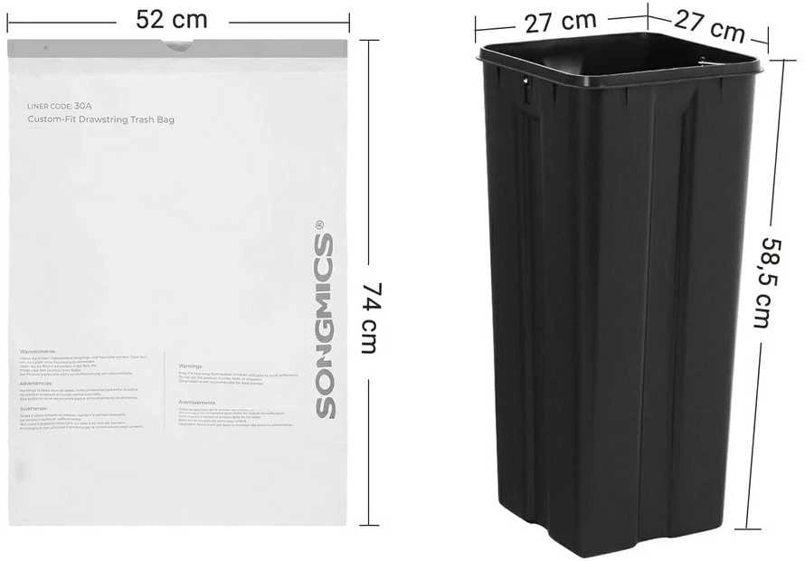 Songmics Šiukšliadėžės įdėklas su virvele baltos spalvos