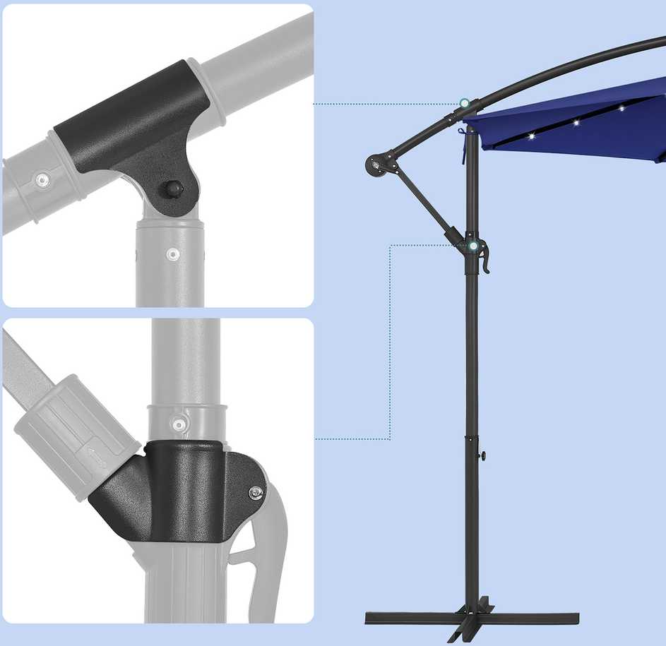 Songmics Skėčiai su LED saulės apšvietimu ir stovu