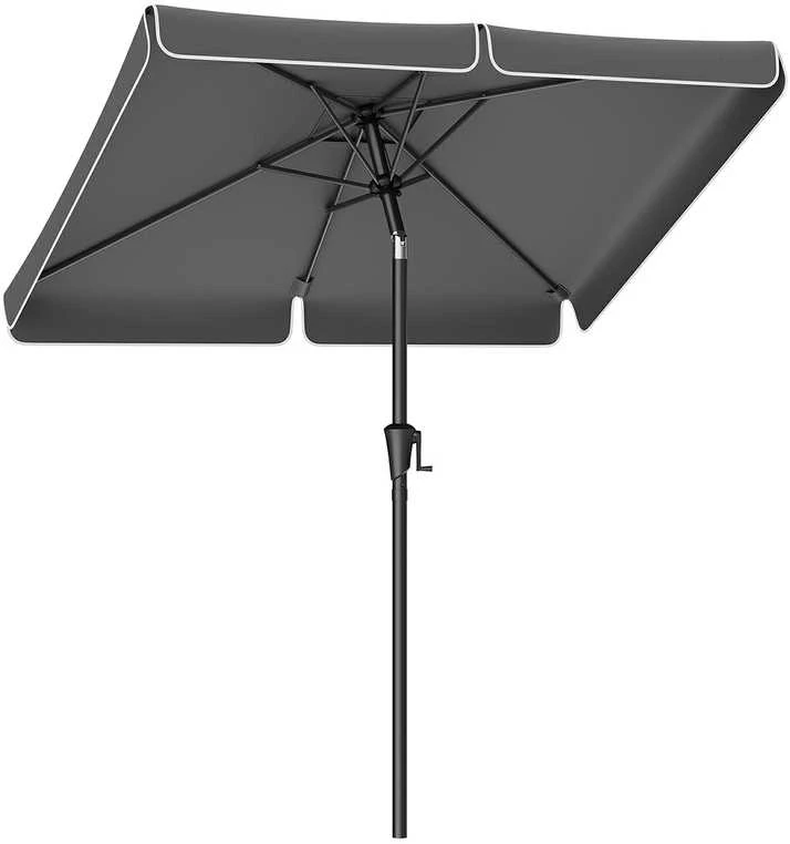 Songmics Skėtis 200 x 150 cm stačiakampio formos pilkos spalvos