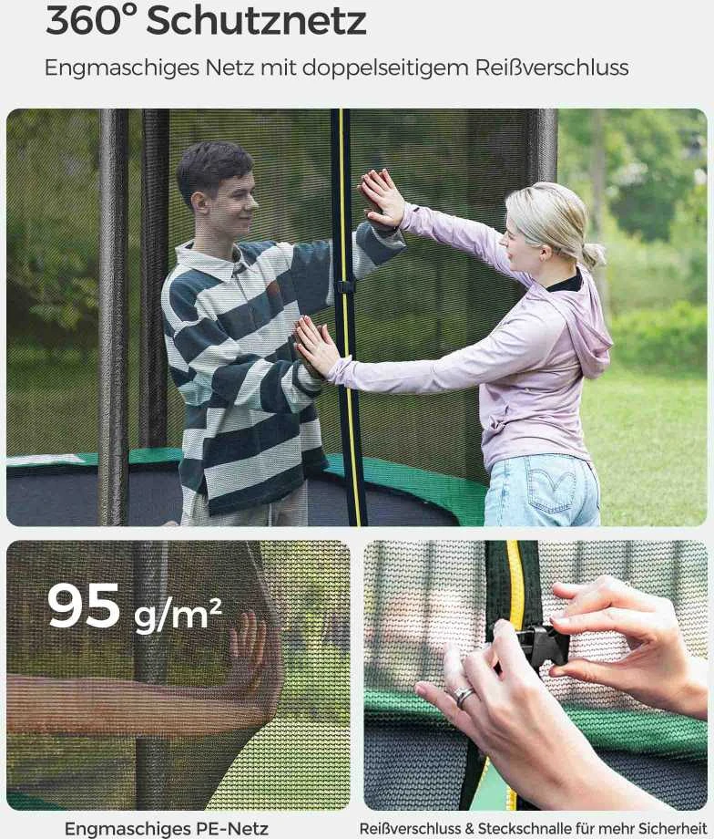 Songmics Trampolin Ø 183 cm mit Netz für Garten dunkelgrün