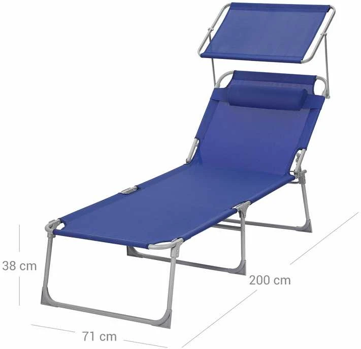 Songmics Gartenliege mit Blende Dunkelblau