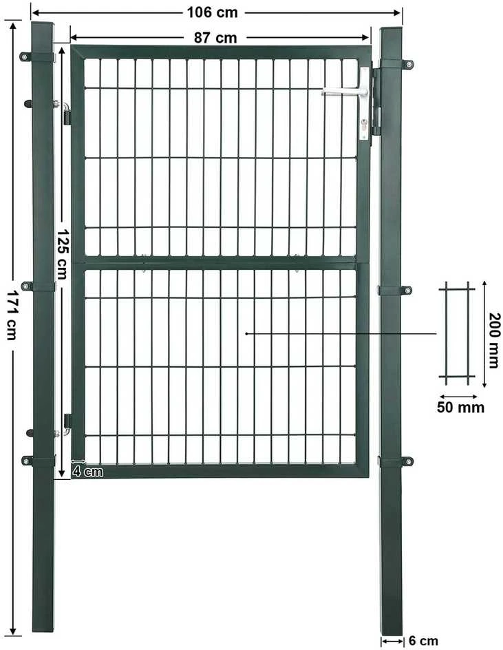 Songmics Sodo vartai 106 x 125 cm (D x V), pagaminti iš cinkuoto plieno