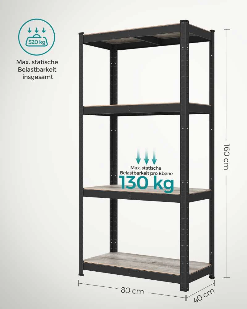 Songmics Stovinti lentyna 40 x 80 x 160 cm su 4 reguliuojamomis lentynomis