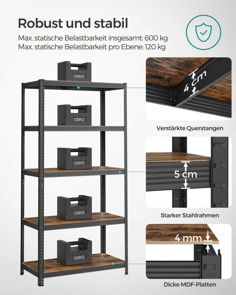 Songmics Stovinti lentyna su metaliniu rėmu