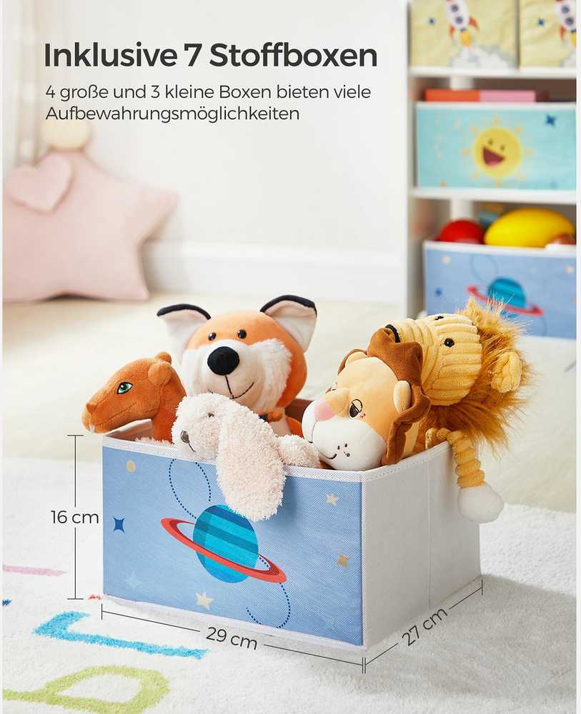 Songmics Vaikų darželio lentyna su 7 dėžutėmis