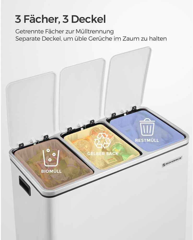 Songmics Virtuvės šiukšliadėžė 3 x 18 litrų