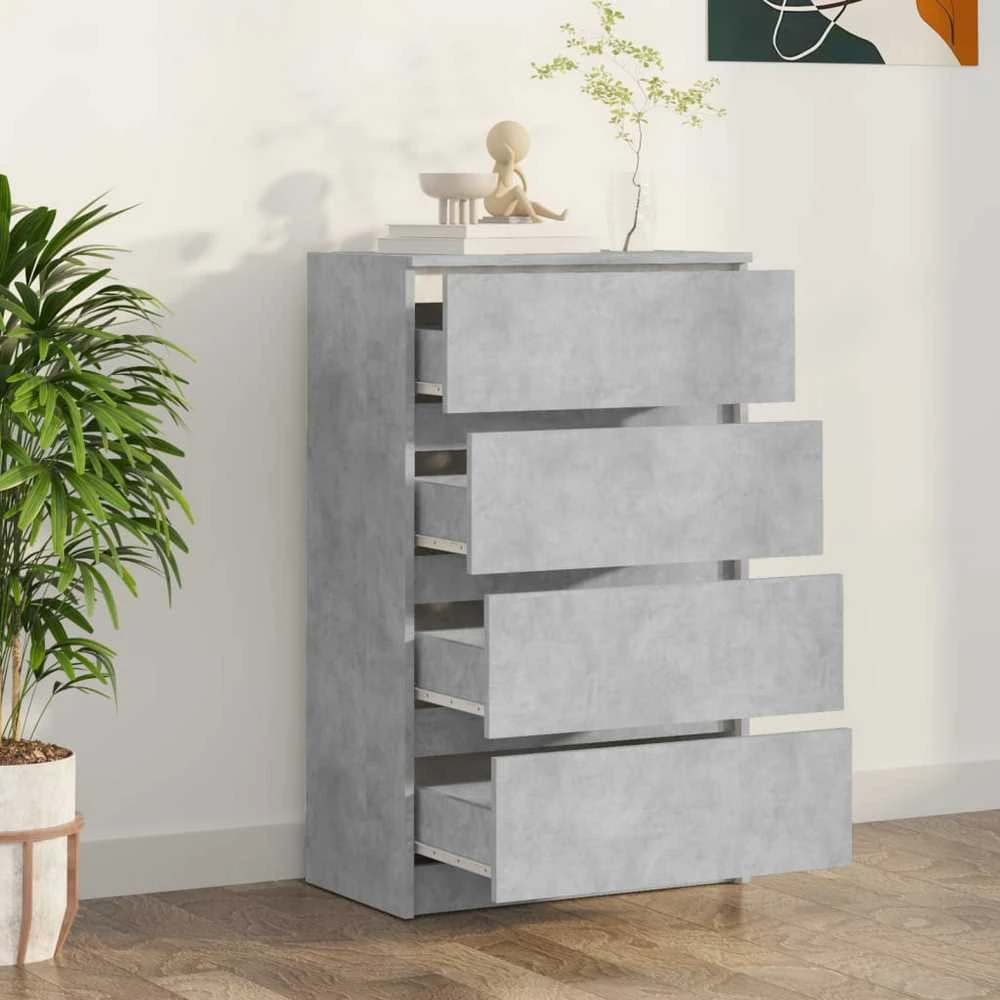 Šoninė spintelė, betono pilkos spalvos, 60x35x98,5 cm, mediena