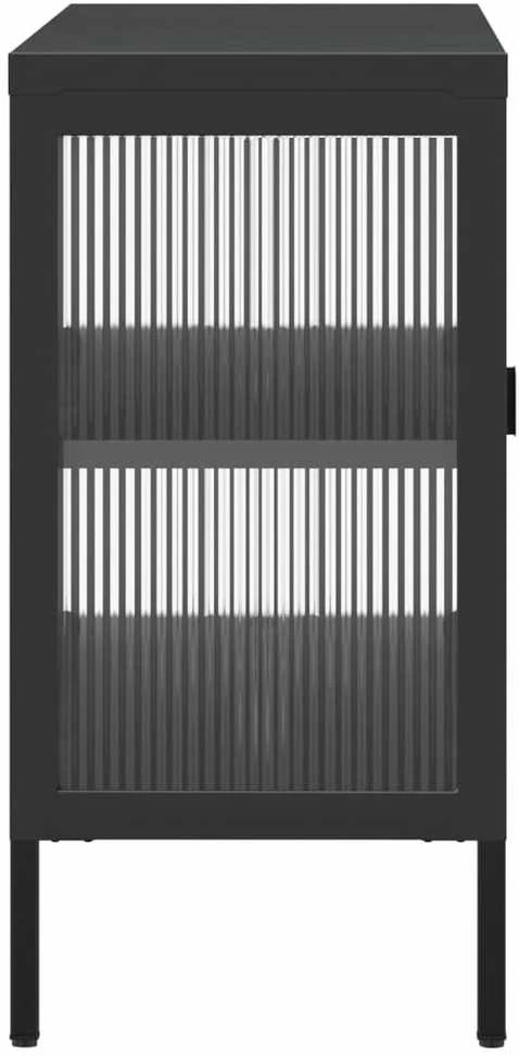 Šoninė spintelė, juoda, 105x35x70cm, stiklas ir plienas