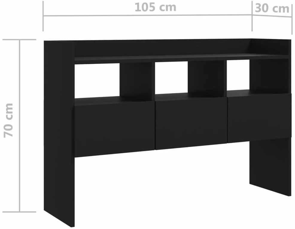 Šoninė spintelė, juodos spalvos, 105x30x70cm, apdirbta mediena