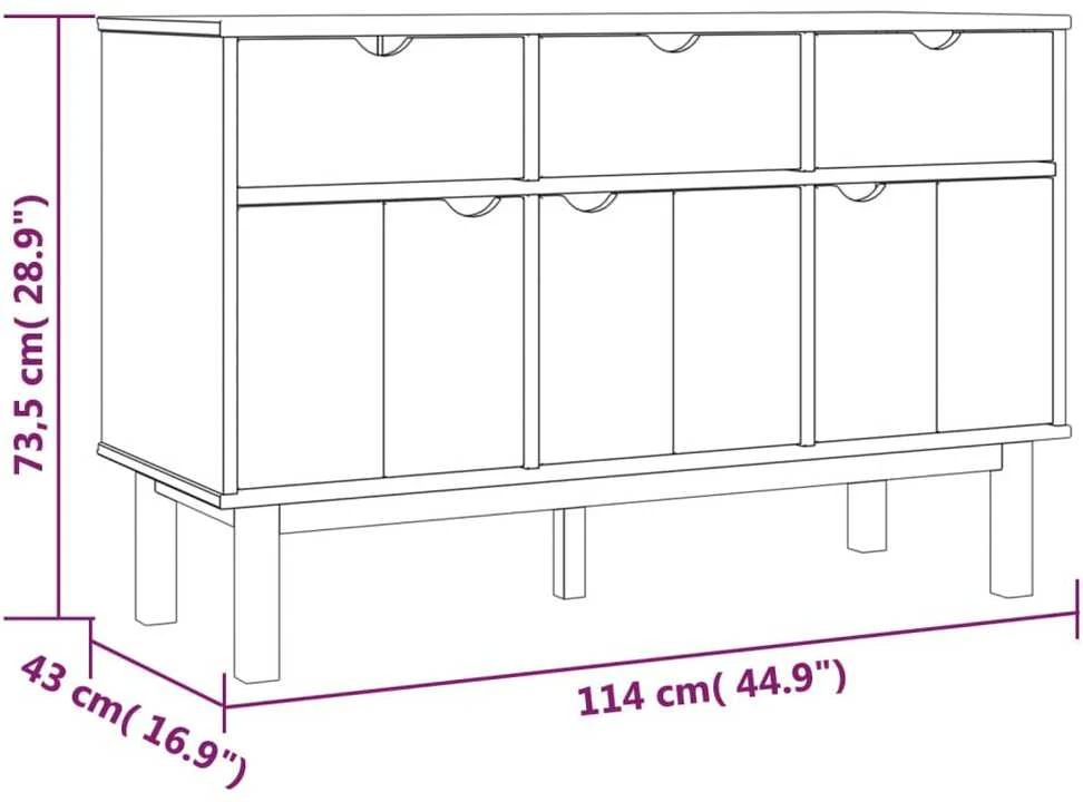 Šoninė spintelė OTTA, ruda/pilka, 114x43x73,5cm, pušies masyvas