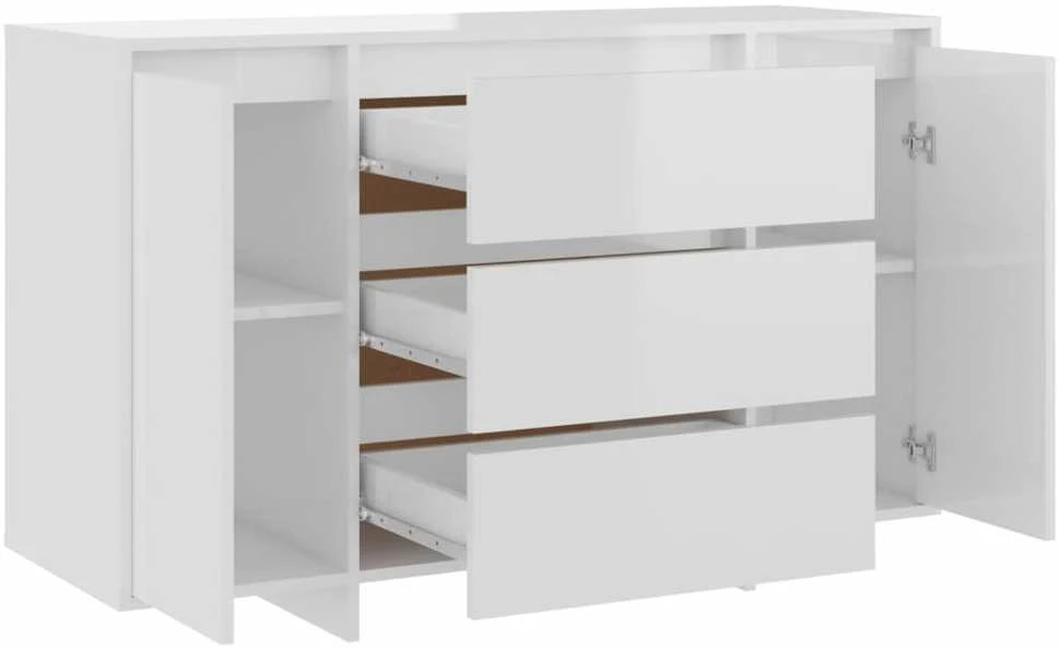 Šoninė spintelė su 3 stalčiais, balta, 120x41x75cm, mediena