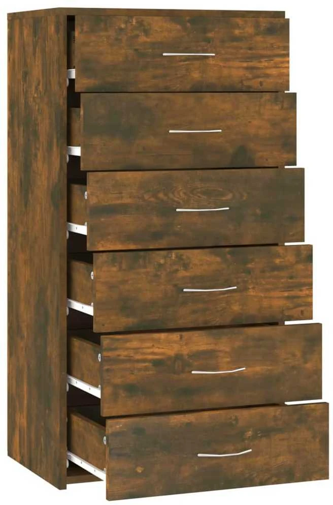Šoninė spintelė su 6 stalčiais, ąžuolo, 50x34x96cm, mediena