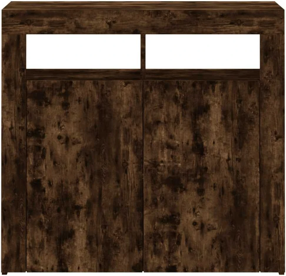 Šoninė spintelė su LED apšvietimu, dūminio ąžuolo, 80x35x75cm