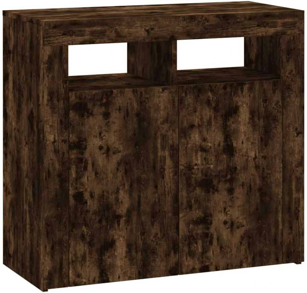 Šoninė spintelė su LED apšvietimu, dūminio ąžuolo, 80x35x75cm