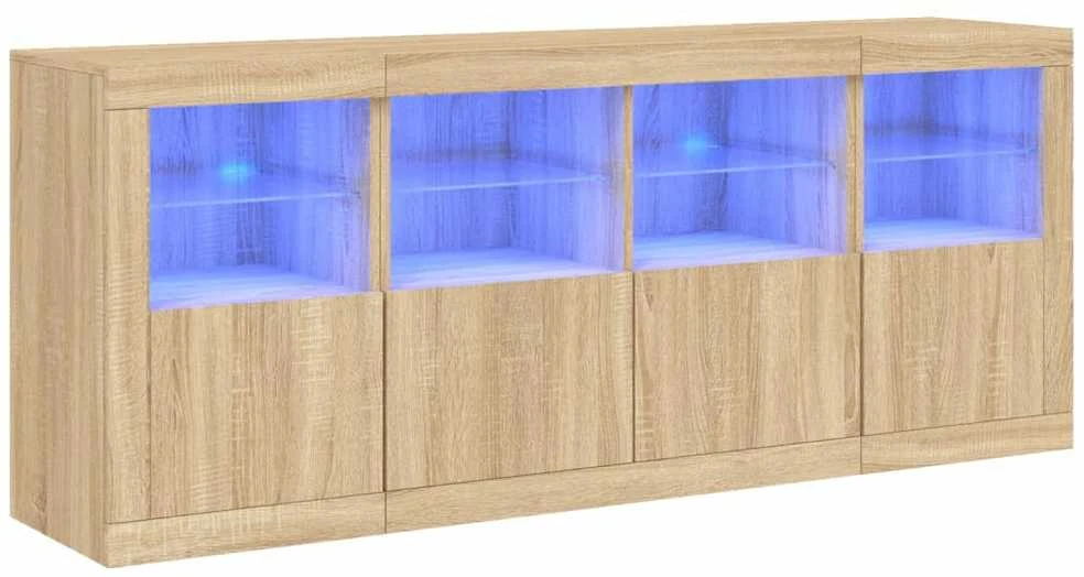 Šoninė spintelė su LED lemputėmis, ąžuolo, 163x37x67cm