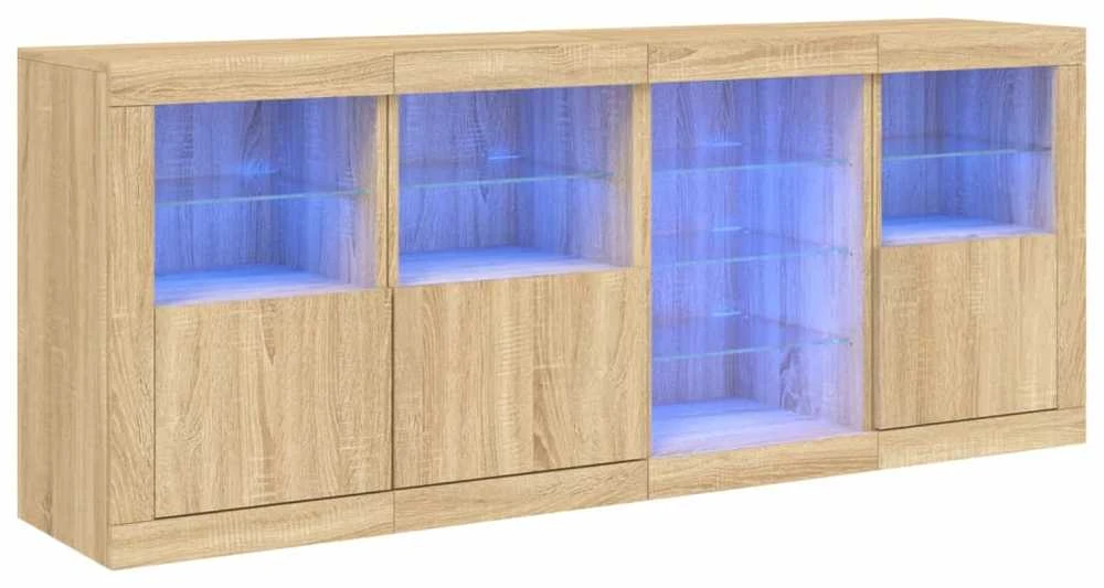 Šoninė spintelė su LED lemputėmis, ąžuolo, 164x37x67cm