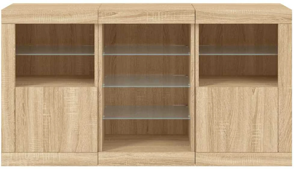 Šoninė spintelė su LED lemputėmis, ąžuolo, 123x37x67cm
