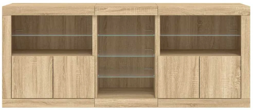Šoninė spintelė su LED lemputėmis, ąžuolo spalvos, 162x37x67cm