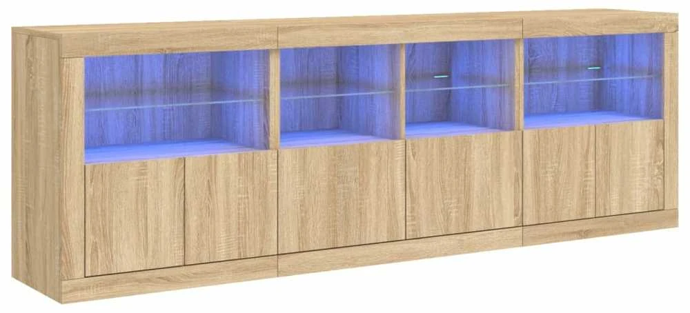 Šoninė spintelė su LED lemputėmis, ąžuolo spalvos, 202x37x67cm