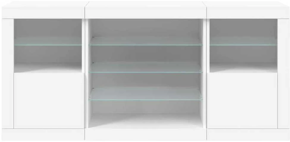 Šoninė spintelė su LED lemputėmis, balta, 142,5x37x67cm