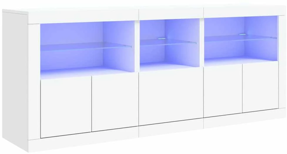 Šoninė spintelė su LED lemputėmis, baltos spalvos, 162x37x67cm