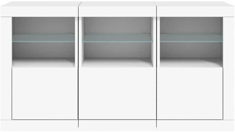 Šoninė spintelė su LED lemputėmis, baltos spalvos, 123x37x67cm