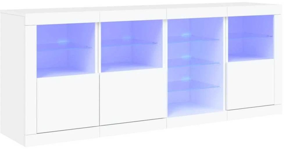 Šoninė spintelė su LED lemputėmis, baltos spalvos, 164x37x67cm